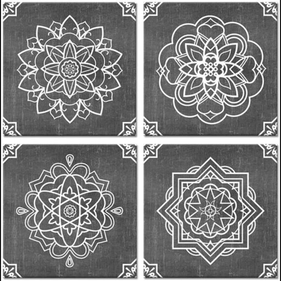4 Pieces Flower Pattern Canvas Prints Mandala Boho Flower Abstrac 12x12inch - Picture 1 of 6